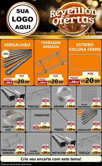 Modelo de Encarte para Encarte Grande com o tema Réveillon de Ofertas para Ferragens