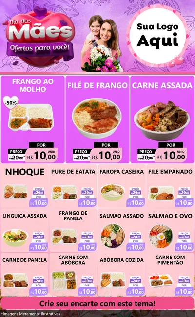 Modelo de Encarte para Encarte Grande com o tema Dia das Mães Ofertas para Você! para Restaurante