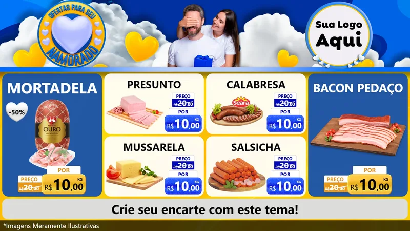 Modelo de TV para TV Horizontal com o tema Ofertas Para Seu Namorado para Frios e Laticínios