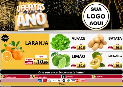 Modelo de Encarte para Encarte A4 Horizontal com o tema Ofertas de Fim de Ano para Hortifrúti