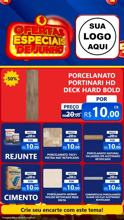 Modelo de Rede Social para Stories com o tema Ofertas Especiais de Junho para Pisos e revestimentos