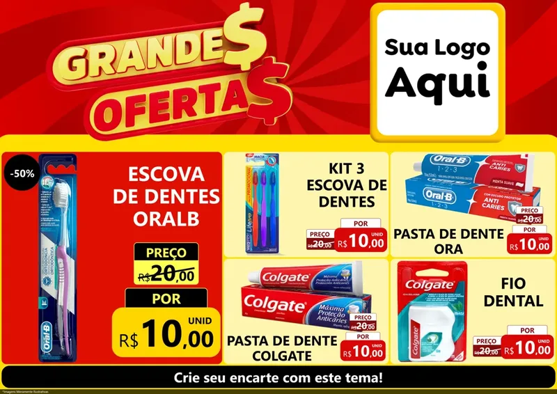 Modelo de Encarte para Encarte A4 Horizontal com o tema Grandes Ofertas para Higiene Pessoal