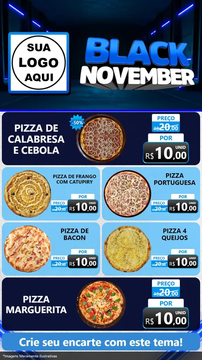Modelo de TV para TV Vertical com o tema Black November para Pizzaria