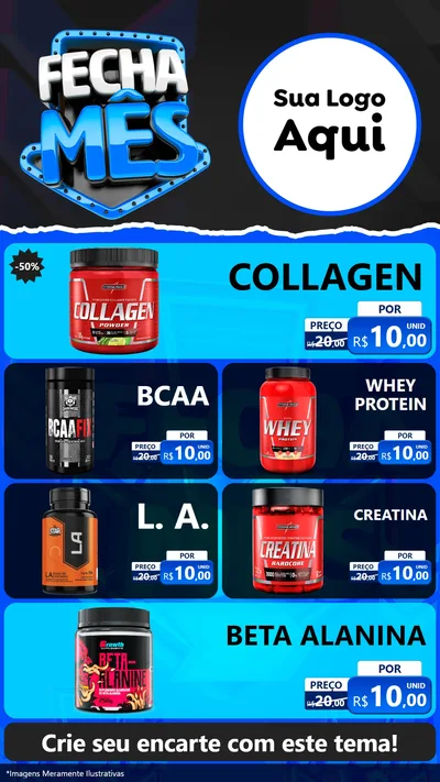 Modelo de TV para TV Vertical com o tema Fecha Mês para Suplementos alimentares