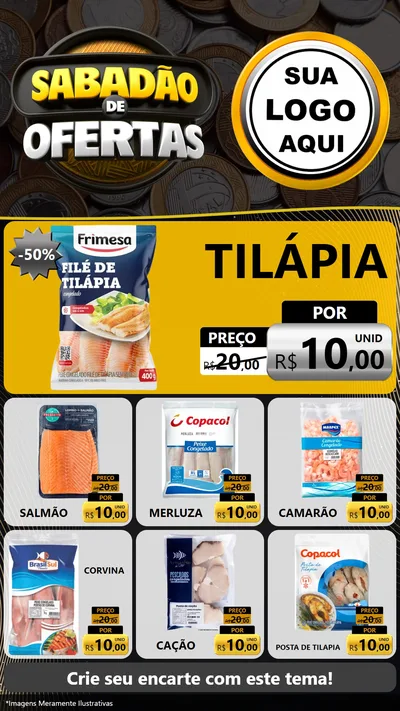 Modelo de Rede Social para Stories com o tema Sabadão de Ofertas para Peixaria