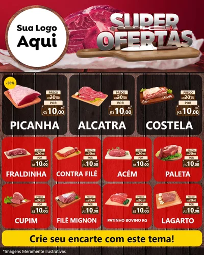 Modelo de Rede Social para Feed Instagram com o tema Super Ofertas - Açougue para Açougue