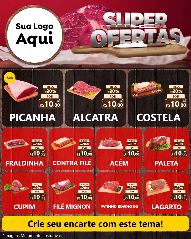 Modelo de Rede Social para Feed Instagram com o tema Super Ofertas - Açougue para Açougue