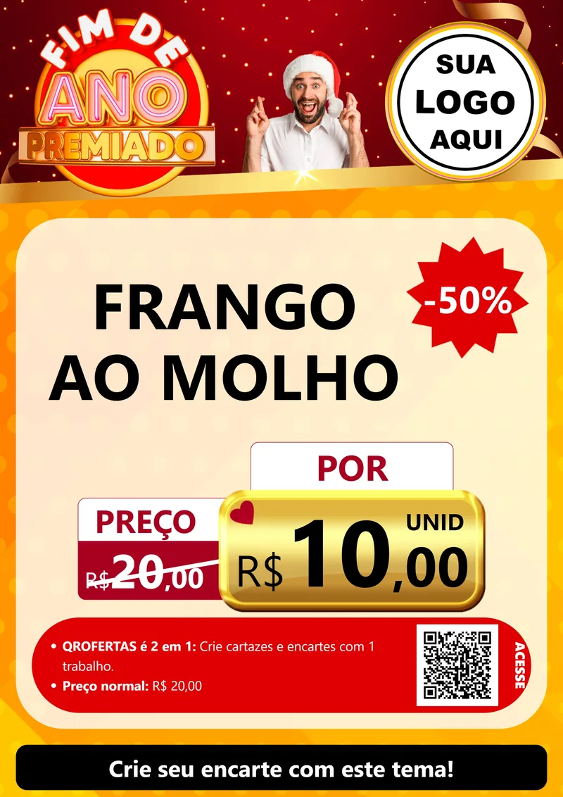 Modelo de Cartaz para Cartaz A4 Vertical com o tema Fim de Ano Premiado para Restaurante