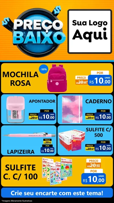 Modelo de TV para TV Vertical com o tema Preço Baixo para Papelaria
