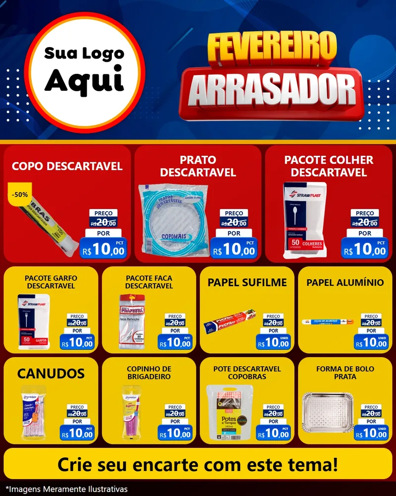 Modelo de Rede Social para Feed Instagram com o tema Fevereiro Arrasador para Embalagens