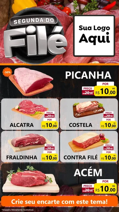Modelo de TV para TV Vertical com o tema Segunda do Filé para Açougue