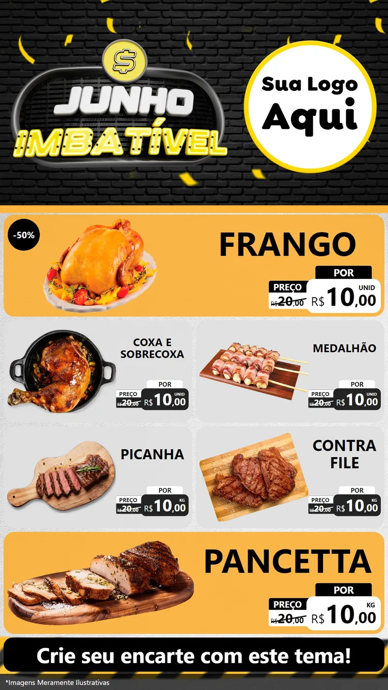 Modelo de TV para TV Vertical com o tema Junho Imbatível para Assados
