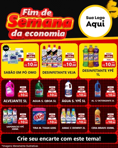 Modelo de Rede Social para Feed Instagram com o tema Fim de Semana da Economia para Produtos de Limpeza