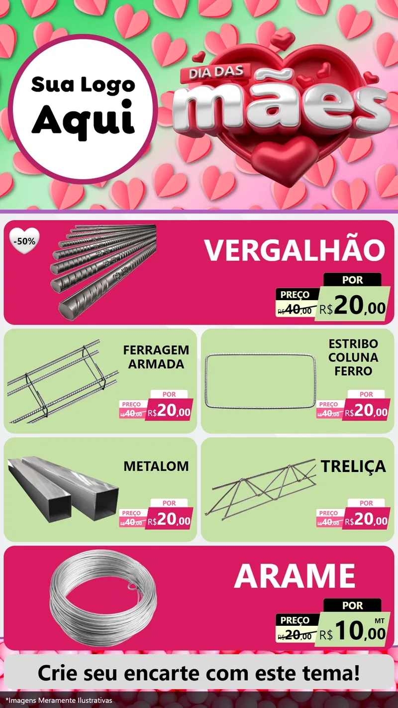 Modelo de TV para TV Vertical com o tema Dia das Mães para Ferragens