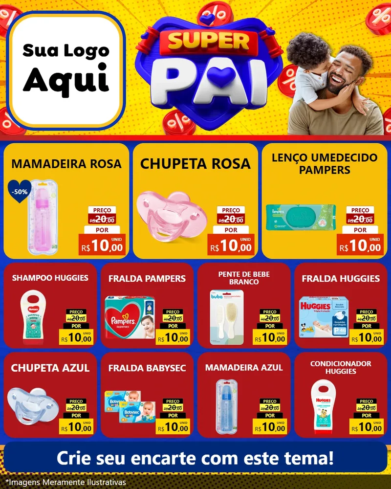 Modelo de Rede Social para Feed Instagram com o tema Super Pai para Bebês