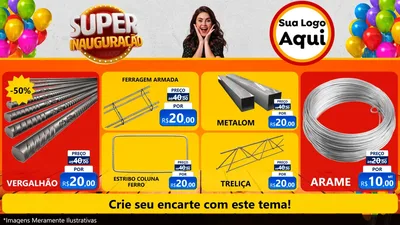Modelo de TV para TV Horizontal com o tema Super Inauguração para Ferragens