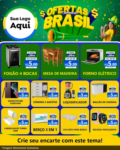 Modelo de Rede Social para Feed Instagram com o tema Ofertas Semana do Brasil para Móveis e Eletro