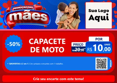 Modelo de Cartaz para Cartaz A4 Horizontal com o tema Promoção das Mães para Moto peças