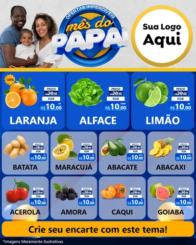 Modelo de Rede Social para Feed Instagram com o tema Ofertas Imperdíveis Mês Do Papai para Hortifrúti