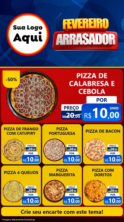 Modelo de Rede Social para Stories com o tema Fevereiro Arrasador para Pizzaria