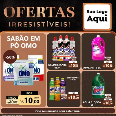 Modelo de Rede Social para Feed Facebook com o tema Ofertas Irresistíveis! para Produtos de Limpeza