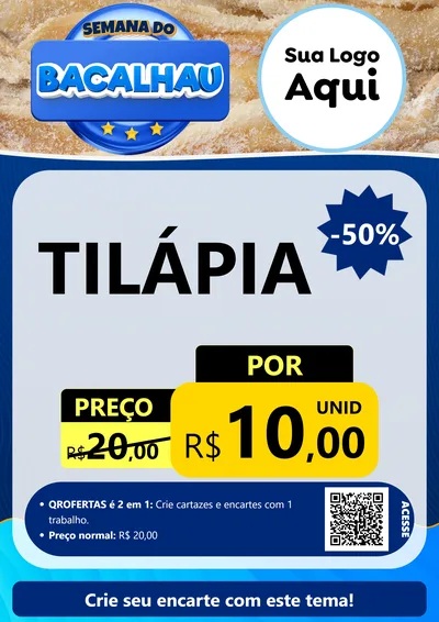Modelo de Cartaz para Cartaz A4 Vertical com o tema Semana do Bacalhau para Peixaria