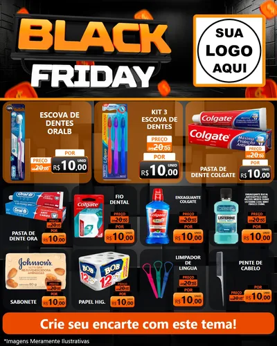 Modelo de Rede Social para Feed Instagram com o tema Black Friday para Higiene Pessoal