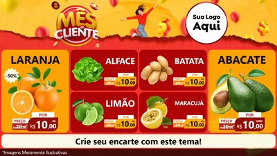 Modelo de TV para TV Horizontal com o tema Mês do Cliente para Hortifrúti