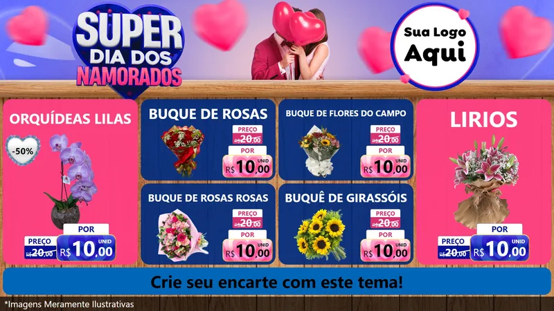 Modelo de TV para TV Horizontal com o tema Super Dia dos Namorados para Floricultura e jardim