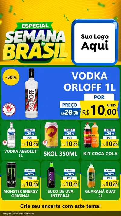 Modelo de Rede Social para Stories com o tema Especial Semana do Brasil para Distribuidora de bebidas