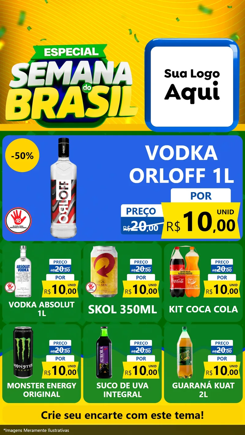 Modelo de Rede Social para Stories com o tema Especial Semana do Brasil para Distribuidora de bebidas