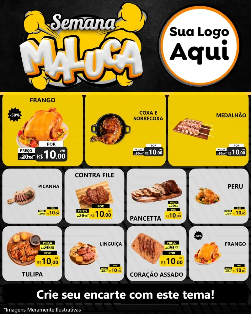Modelo de Rede Social para Feed Instagram com o tema Semana Maluca para Assados