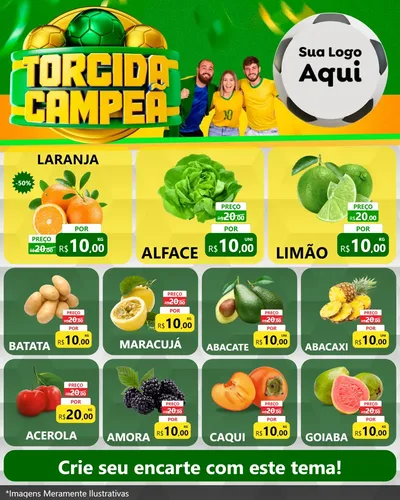 Modelo de Rede Social para Feed Instagram com o tema Torcida Campeã - Copa para Hortifrúti