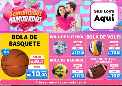 Modelo de Encarte para Encarte A4 Horizontal com o tema Semana dos Namorados para Artigos Esportivos