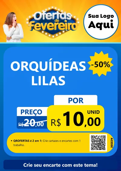 Modelo de Cartaz para Cartaz A4 Vertical com o tema Ofertas de Fevereiro para Floricultura e jardim