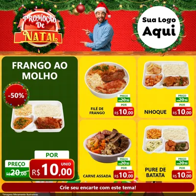 Modelo de Rede Social para Feed Facebook com o tema Promoção de Natal para Restaurante