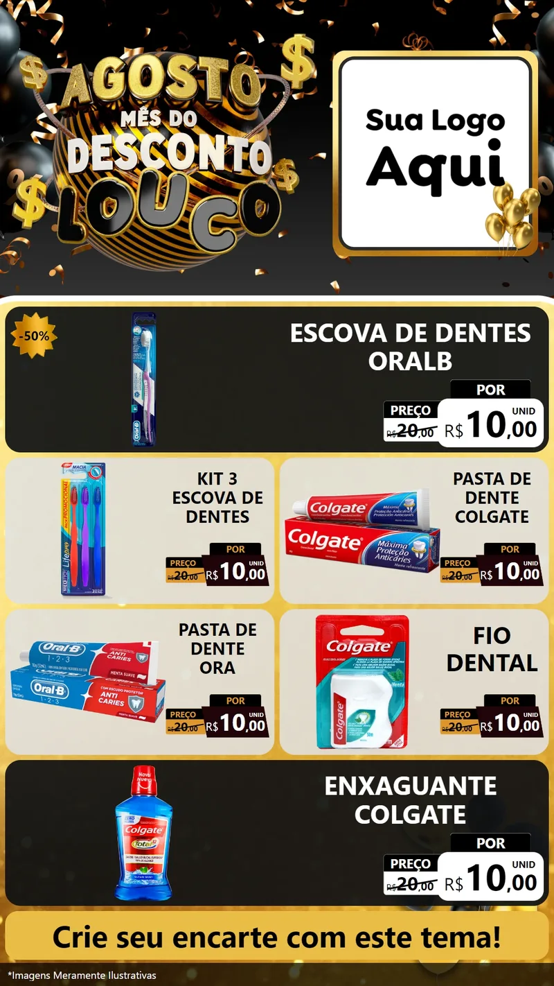 Modelo de TV para TV Vertical com o tema Agosto Mês do Desconto Louco para Higiene Pessoal