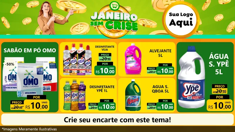 Modelo de TV para TV Horizontal com o tema Janeiro Sem Crise para Produtos de Limpeza