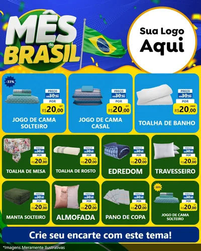 Modelo de Rede Social para Feed Instagram com o tema Mês do Brasil para Cama, Mesa e Banho