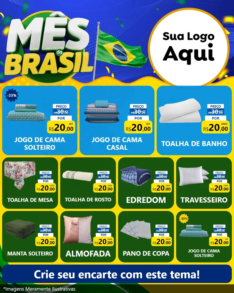Modelo de Rede Social para Feed Instagram com o tema Mês do Brasil para Cama, Mesa e Banho