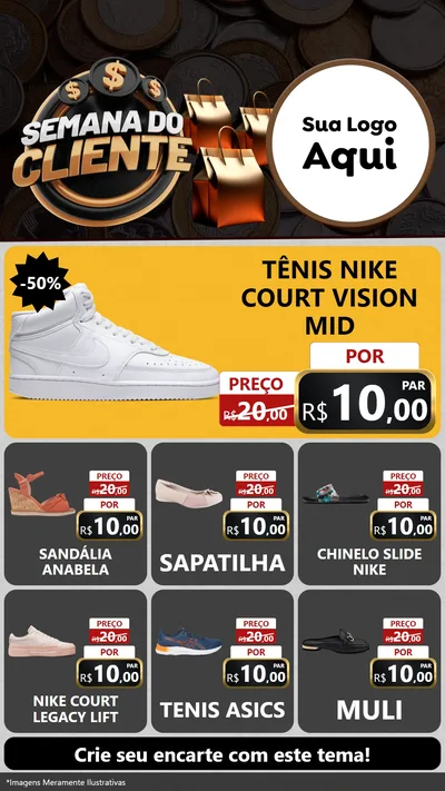 Modelo de Rede Social para Stories com o tema Semana do Cliente para Calçados