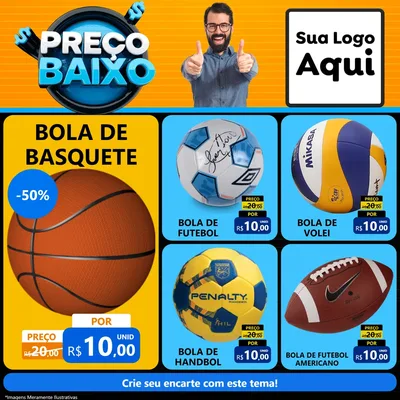 Modelo de Rede Social para Feed Facebook com o tema Preço Baixo para Artigos Esportivos