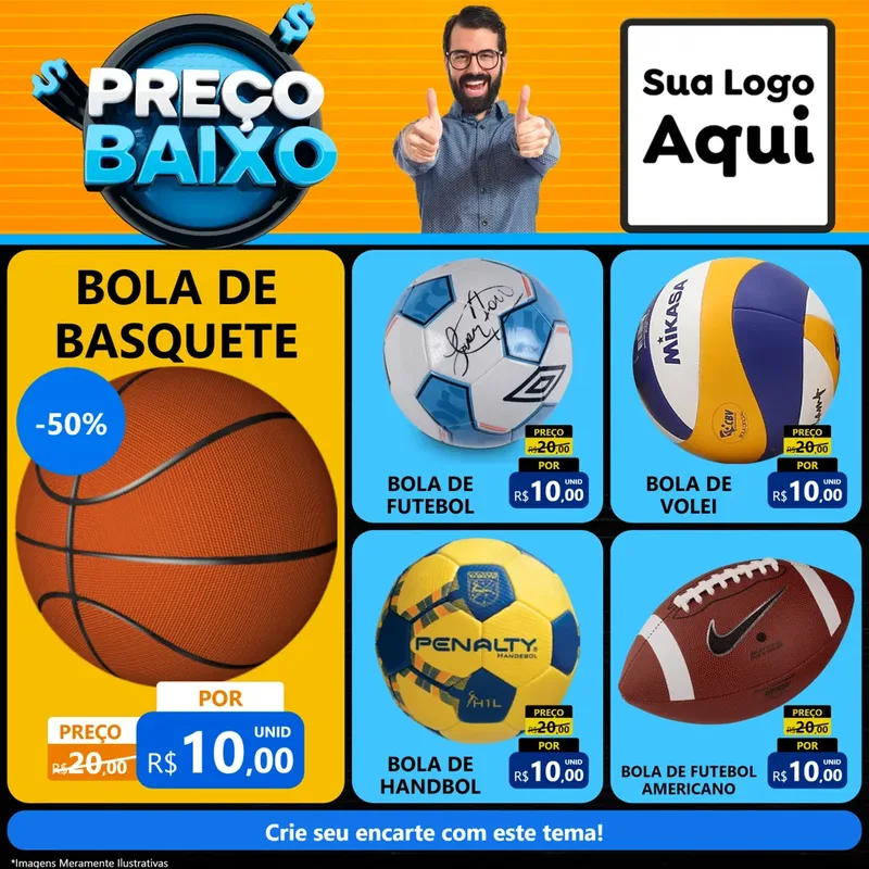 Modelo de Rede Social para Feed Facebook com o tema Preço Baixo para Artigos Esportivos