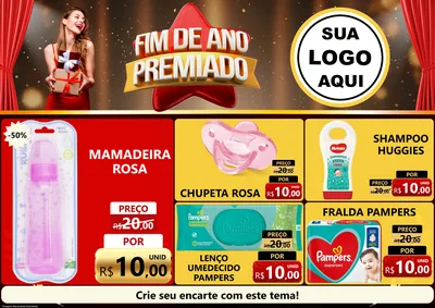 Modelo de Encarte para Encarte A4 Horizontal com o tema Fim de Ano Premiado para Bebês