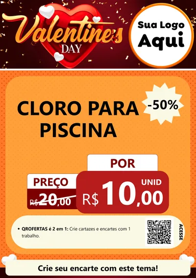 Modelo de Cartaz para Cartaz A4 Vertical com o tema Valentine's Day para Produtos para Piscina