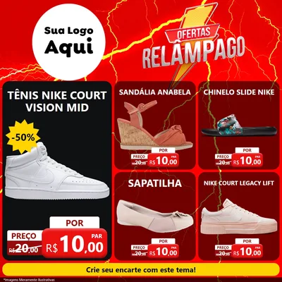 Modelo de Rede Social para Feed Facebook com o tema Ofertas Relâmpago para Calçados