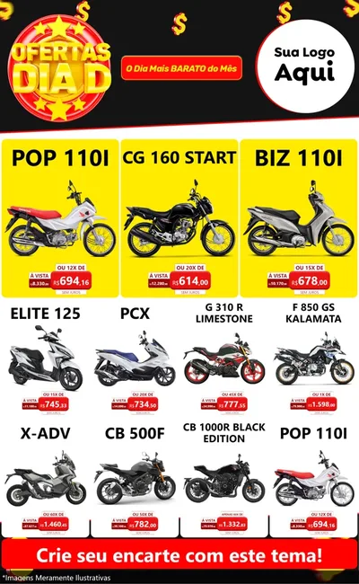 Modelo de Encarte para Encarte Grande com o tema Dia D para Concessionaria de Motos