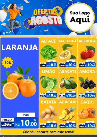 Modelo de Encarte para Encarte A4 Vertical com o tema Ofertas de Agosto para Hortifrúti