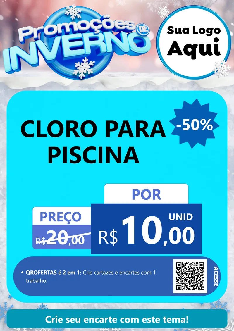 Modelo de Cartaz para Cartaz A4 Vertical com o tema Promoções de Inverno para Produtos para Piscina