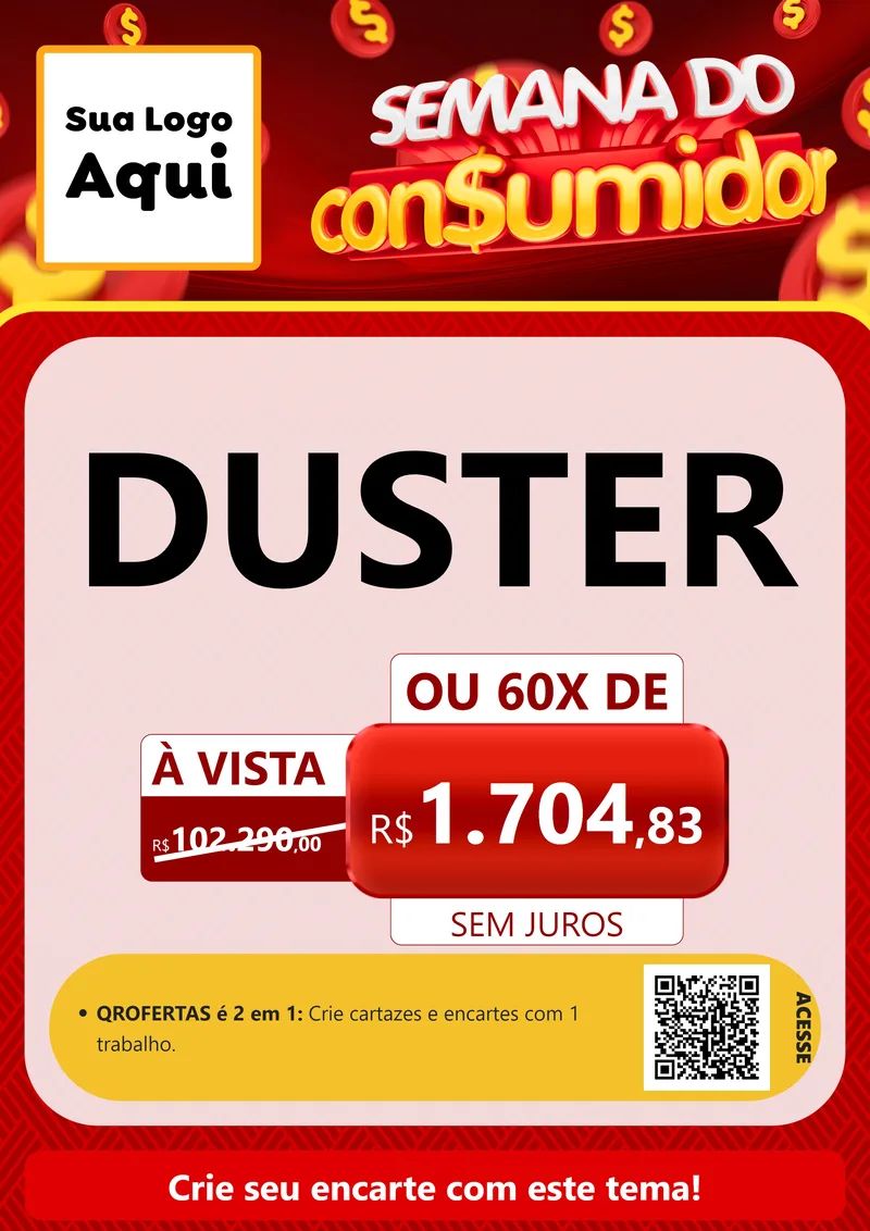 Modelo de Cartaz para Cartaz A4 Vertical com o tema Semana do Consumidor para Concessionaria de Carros